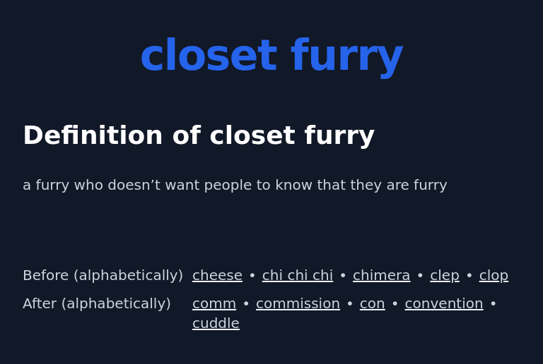 Closet Furry Definition The Furry Dictionary